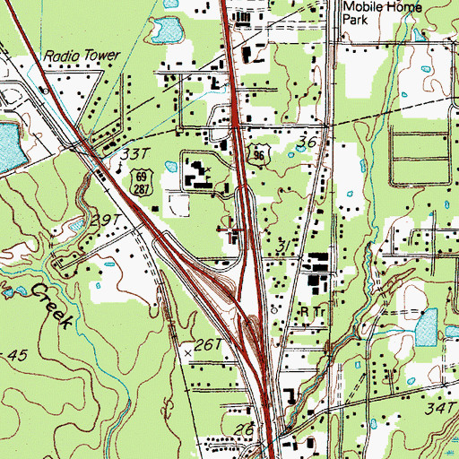 Topographic Map of Woodcrest Church, TX