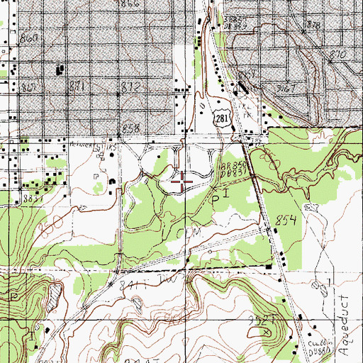 Topographic Map of Woodland Park Cemetery, TX