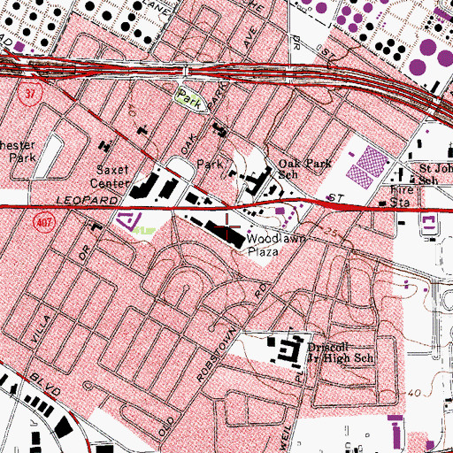 Topographic Map of Woodlawn Plaza, TX