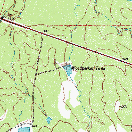 Topographic Map of Woodpecker Tank, TX