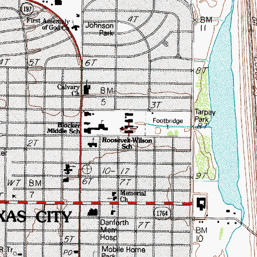 Topographic Map of Woodrow Wilson School, TX