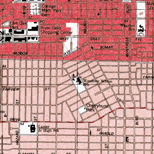 Topographic Map of Woodrow Wilson School, TX