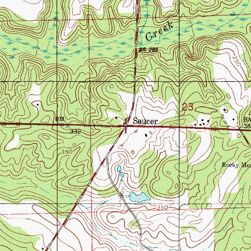 Topographic Map of Saucer, AL