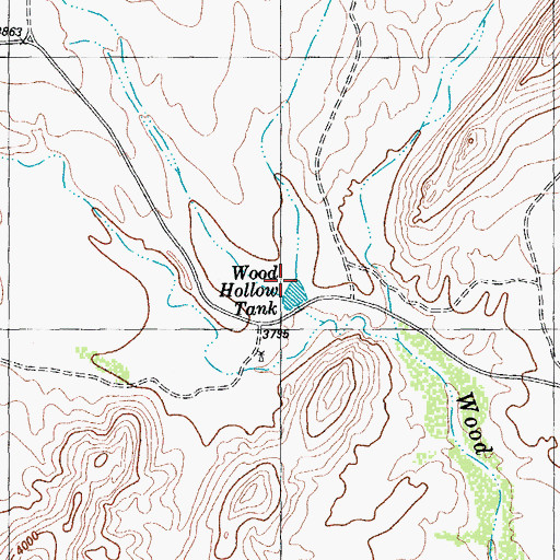 Topographic Map of Wood Hollow Tank, TX