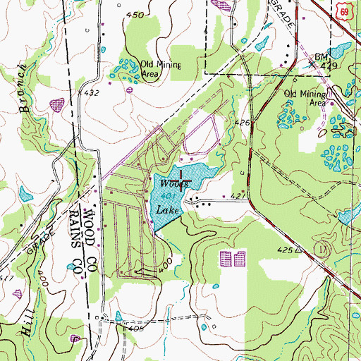 Topographic Map of Woods Lake, TX