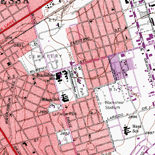 Topographic Map of Woodson Park, TX