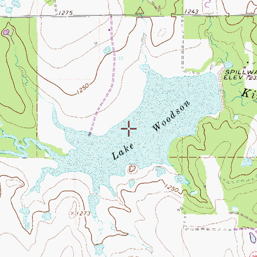 Topographic Map of Lake Woodson, TX
