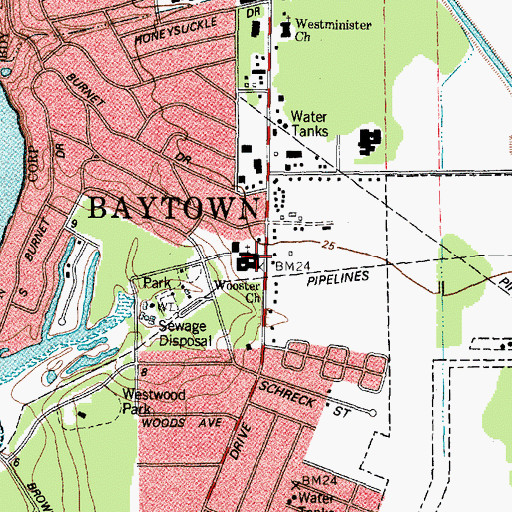 Topographic Map of Wooster Church, TX