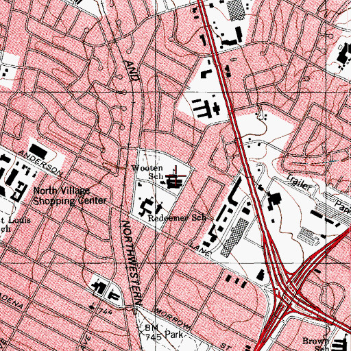 Topographic Map of Wooten School, TX