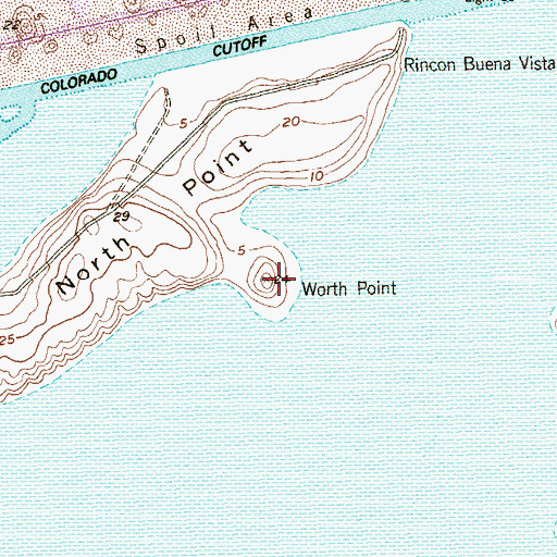 Topographic Map of Worth Point, TX