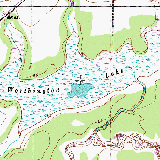 Topographic Map of Worthington Lake, TX