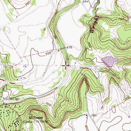 Topographic Map of Wright Branch, TX