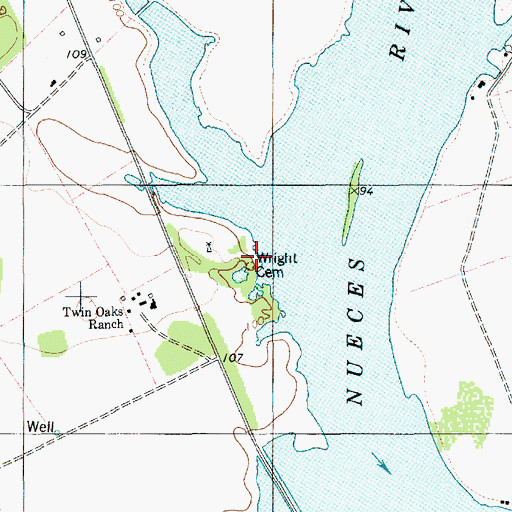 Topographic Map of Wright Cemetery, TX