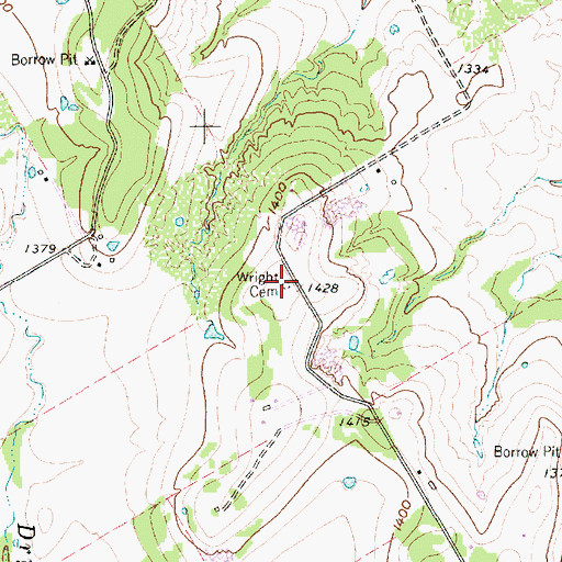 Topographic Map of Wright Cemetery, TX
