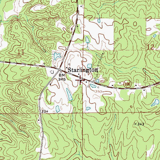 Topographic Map of Starlington Church, AL