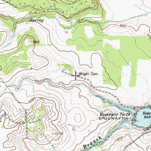 Topographic Map of Wright Cemetery, TX