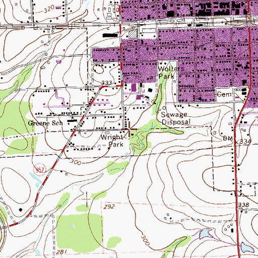Topographic Map of Wright Park, TX