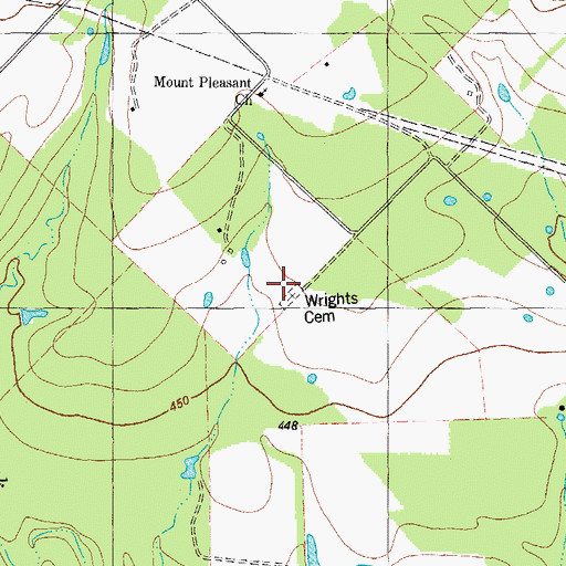 Topographic Map of Wrights Cemetery, TX