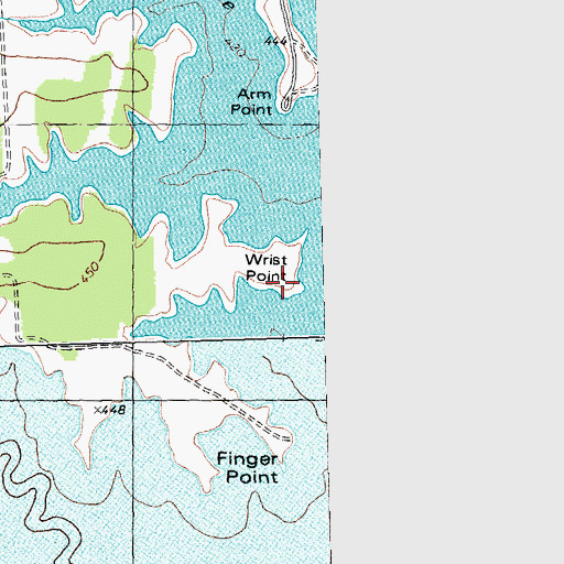 Topographic Map of Wrist Point, TX
