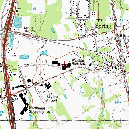 Topographic Map of Wunsche High School, TX