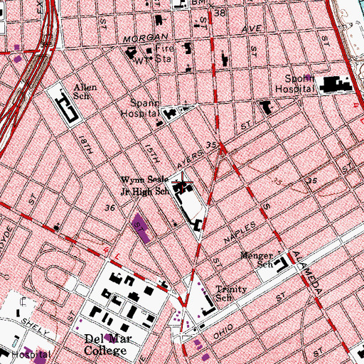 Topographic Map of Wynn Seale Junior High School, TX