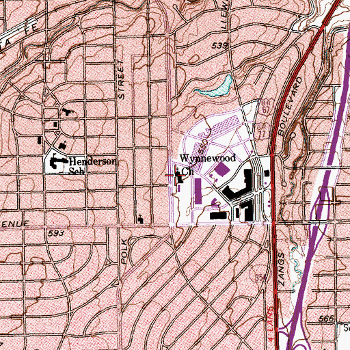 Topographic Map of Wynnewood Church, TX