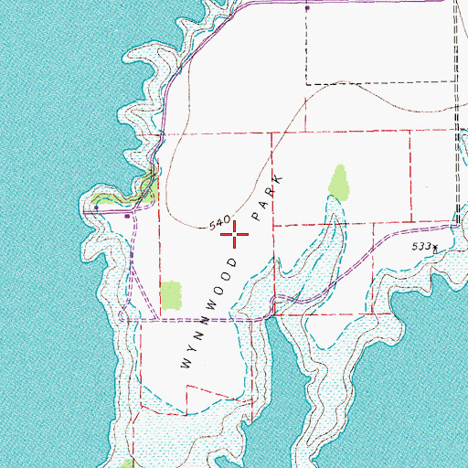 Topographic Map of Wynnwood Park, TX