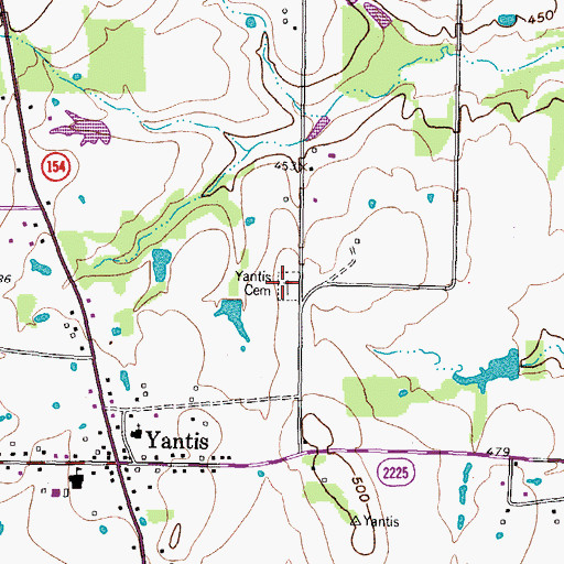 Topographic Map of Yantis Cemetery, TX