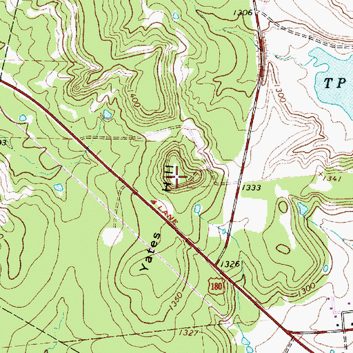 Topographic Map of Yates Hill, TX