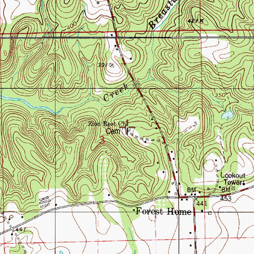 Topographic Map of Zion Rest Church, AL