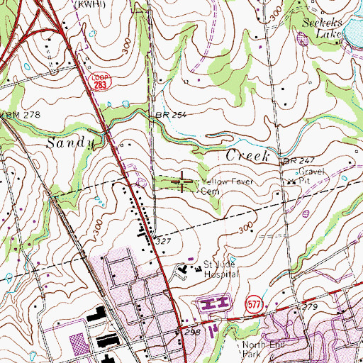 Topographic Map of Yellow Fever Cemetery, TX
