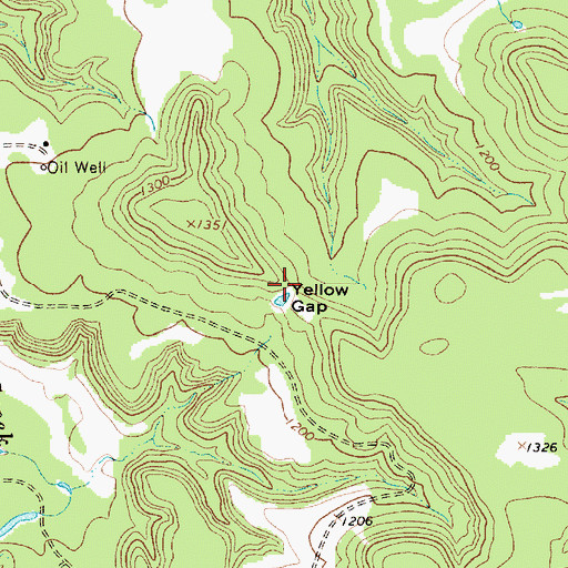 Topographic Map of Yellow Gap, TX