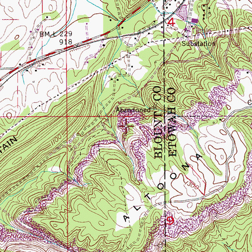 Topographic Map of Altoona Coal Mines, AL