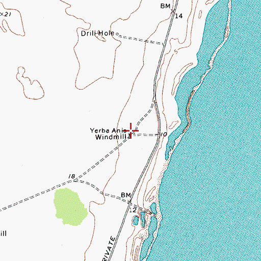 Topographic Map of Yerba Anis Windmill, TX