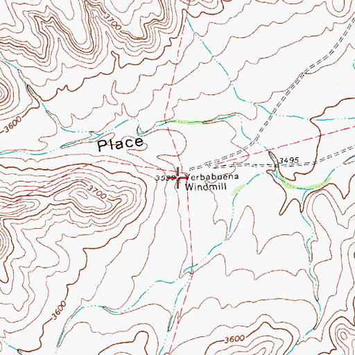 Topographic Map of Yerbabuena Windmill, TX