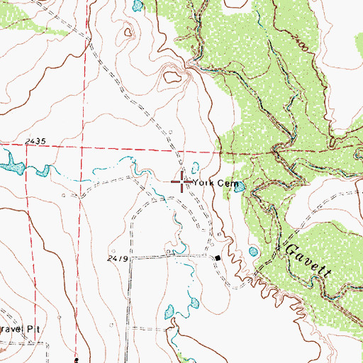 Topographic Map of York Cemetery, TX