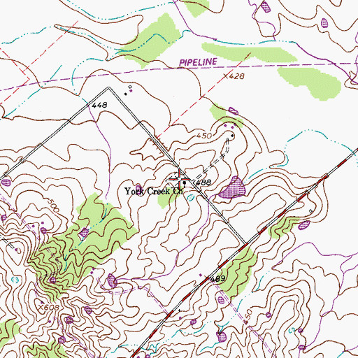 Topographic Map of York Creek Church, TX