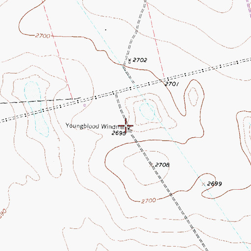 Topographic Map of Youngblood Windmill, TX