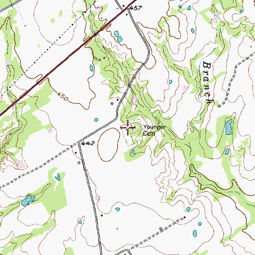 Topographic Map of Younger Cemetery, TX