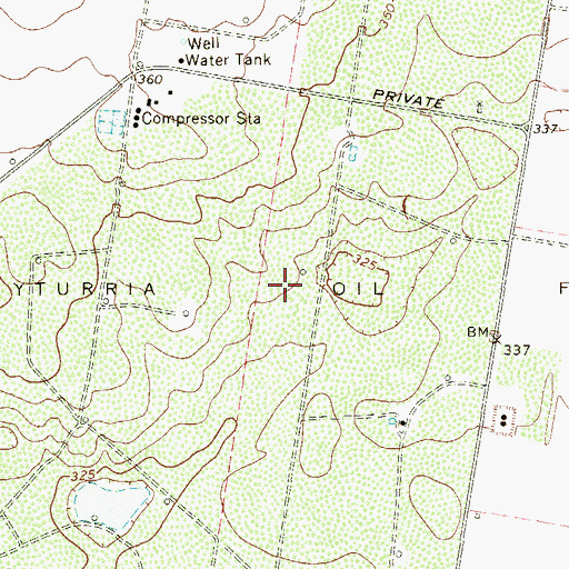 Topographic Map of Yturria Oil Field, TX