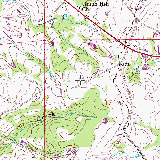 Topographic Map of Bellews Church, AL