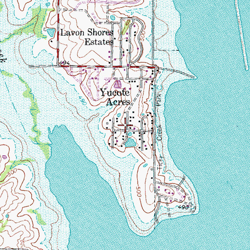 Topographic Map of Yucote Acres, TX