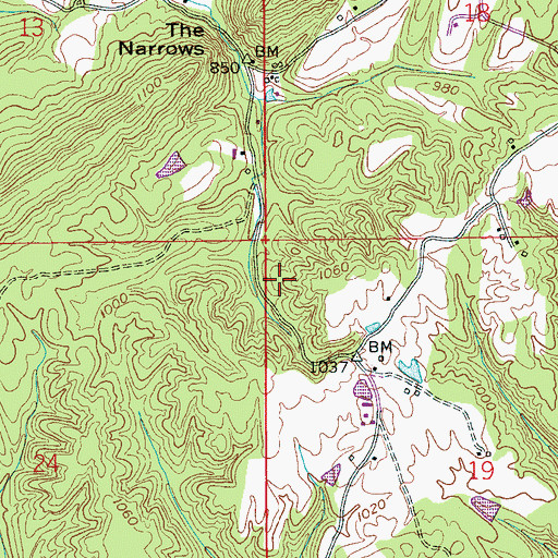 Topographic Map of Bennett Mine, AL