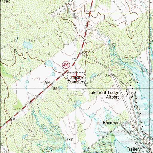 Topographic Map of Zapata Cemetery, TX