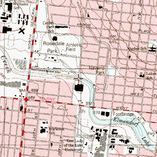 Topographic Map of Zarzamora Creek, TX