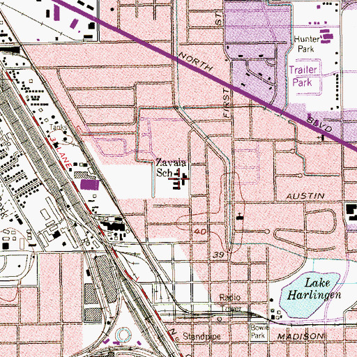 Topographic Map of Zavala Elementary School, TX