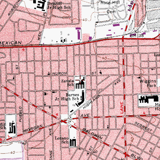 Topographic Map of Zavala School, TX
