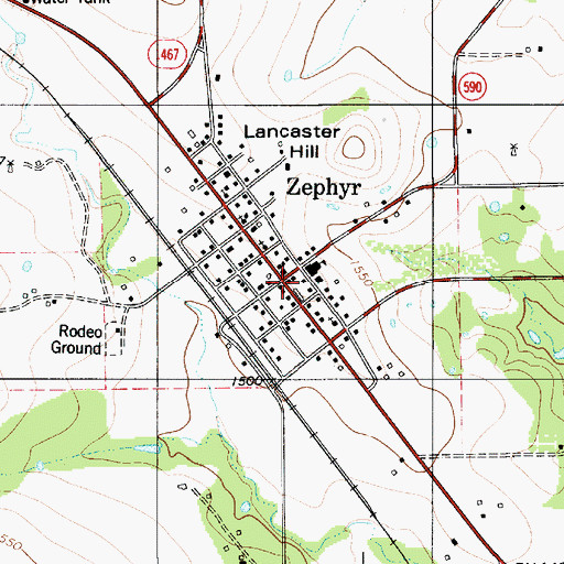 Topographic Map of Zephyr, TX