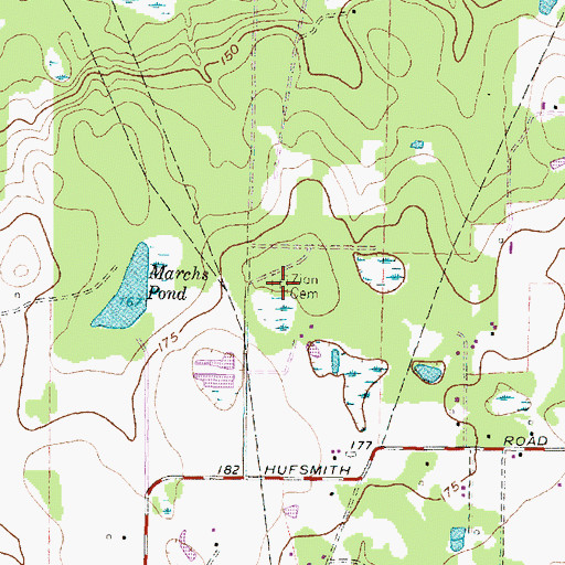 Topographic Map of Zion Cemetery, TX