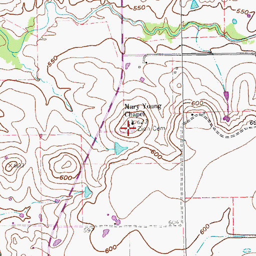 Topographic Map of Zion Cemetery, TX